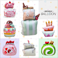 Nouveau ballon en aluminium épais pour gâteau d'anniversaire, motif crème glacée à la fraise, pour décorations de fête d'enfants, 5 couleurs, imprimé UV