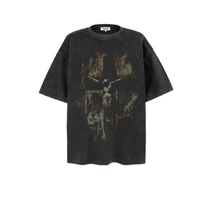 เสื้อยืดผู้ชายสไตล์สตรีทแวร์ ผ้าถักเนื้อหนัก 300 กรัม ผ้าฝ้าย 100% ซักนุ่มสไตล์วินเทจ ทรงปกติ ลายพิมพ์ 3 มิติ ระบายอากาศได้ดี - Product Image 1
