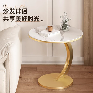 Marble <b>Side</b> <b>Table</b> <b>Round</b> Gold Base Living Room Sofa <b>Table</b> <b>Small</b> Coffee <b>Table</b> Durable Design - Product Image 4