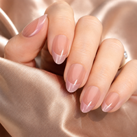 Nouveautés Y114 - Ensemble de faux ongles réutilisables Kaixin courts en forme d'amande, rose clair, style français, en ABS, à coller, 10 pièces