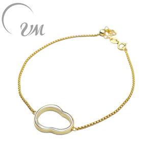 UM Jewelry NGTC Certified 925 <b>Silver</b> Gold Plated Gourd-Shaped Mother-Of-Pearl Charm <b>Bracelet</b> for Unisex/<b>Men</b>/Women Daily Wear - Product Image 1
