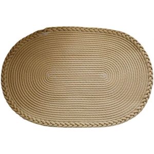 Alfombra de Baño Ovalada Tejida con Cuerda de Algodón, Color Caqui, Gris y Blanco, Absorbente, para Uso Doméstico, Dormitorio, Baño, Ducha, Junto a la Cama - Product Image 5