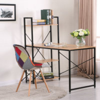 Bureau d'ordinateur multifonctionnel moderne pour la maison et le bureau, table PC avec panneau en métal de style bois pour villas