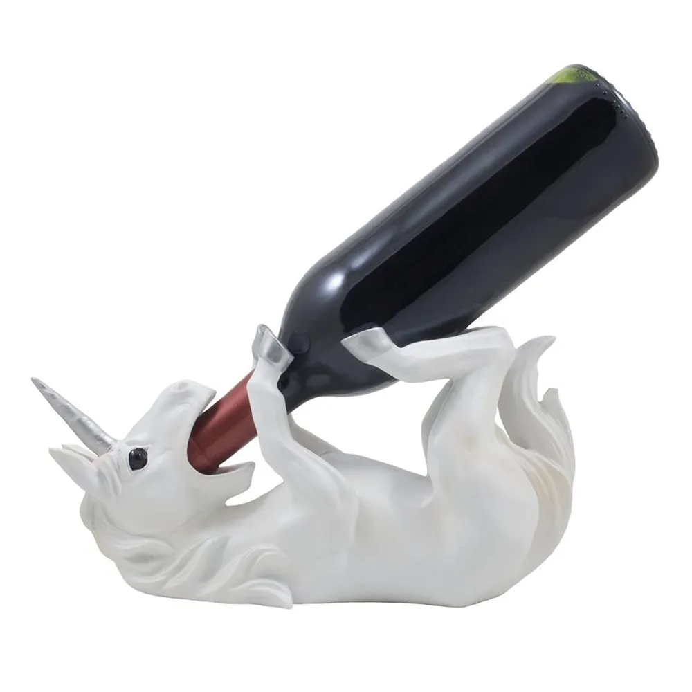 Mythical Bar Decor Resin Drinking Magical Unicorn Wine Bottle Holder Display Stand
