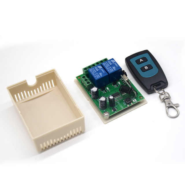 2 Channel Push Button Wireless Remote Control Receiver Garage Door Gate Opener Transmitter 433MHz 315MHz AC DC Motor