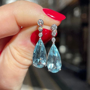 Orecchini a Goccia Blu, Eleganti Orecchini Pendenti a Goccia di Lusso Leggero per Donne - Product Image 4