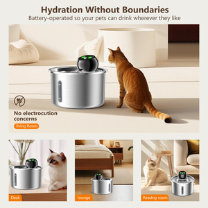 Fontaine à eau automatique intelligente en acier inoxydable pour chats avec design rechargeable et système de filtration détachable - Product Image 4