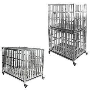 Grand chenil d'intérieur pour animaux de compagnie Fermeture à bouton <span class=keywords><strong>Cage</strong></span> à chien en acier inoxydable à motif solide Plateau en plastique pliant Boîte à palettes Toilette incluse - Product Image 5