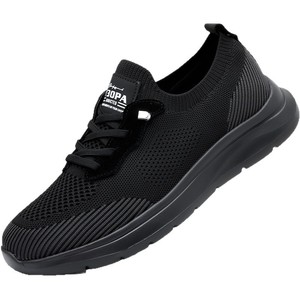 Y3OPA Zapatos para caminar de punto para hombre, transpirables, ligeros, con punta redonda, sin cordones, parte superior de malla de color sólido, suela de goma - Product Image 4