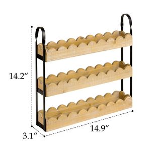 Wooden Storage Rack 3 Tier With Metal Handles For Kitchen <b>Spice</b> <b>Jar</b> Organizer Solid Wood Shelf For Miscellaneous Items - Product Image 4
