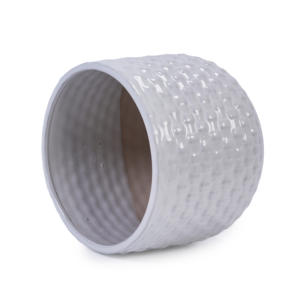 Pots à fleurs en céramique émaillée Mdj, ensemble de 3 pièces, design moderne rond, jardinières d'intérieur et d'extérieur, blanc avec trous de drainage - Product Image 5