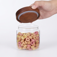 Bocaux de conservation alimentaire en verre borosilicate avec couvercle hermétique en bois d'acacia, récipients à collation écologiques et anti-humidité pour garde-manger de cuisine