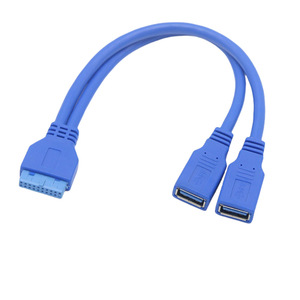 สายเคเบิลข้อมูล USB แบบ 20 พินต่อเข้ากับเมนบอร์ด, สายต่อขยาย USB 3.0 แบบ 20 พินตัวเมียเป็นพอร์ต USB คู่, ทองแดงทั้งหมด, รองรับ 5G+ - Product Image 1