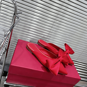 Versatile <b>Large</b> Bow Detail Pointed Toe <b>Slides</b> with Cushioned Insole for Women All Season Wear Valentinoing - Product Image 1