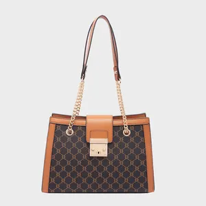 kundenspezifisch hohe qualität mode großhandel leder metall handtasche logo damen schultertaschen markenhandtaschen für damen luxus