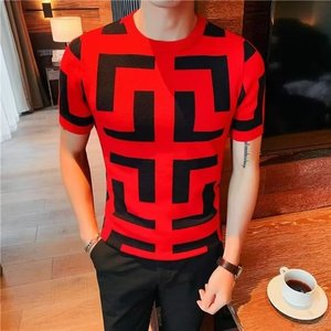 2025 nuevo suéter de cuello redondo de punto de Cachemira de verano bloque de Color transpirable manga corta con patrón de cuadros para Otoño Invierno - Product Image 6