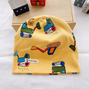 Cappello da bambino primavera autunno sottile monostrato cappello da bambino in cotone lavorato a maglia in cotone traspirante bandane etniche stampate con motivo animale dei cartoni animati - Product Image 6