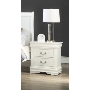 White Louis Philippe Nightstand Solid Wood English Dovetail Construction Antique Nickel Pulls <b>Storage</b> <b>Drawers</b> - Product Image 4