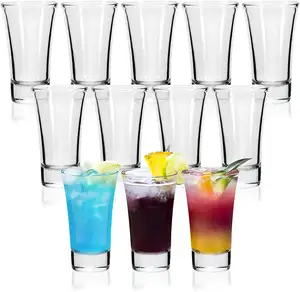 wholesale 2 Ounce Shot Glasses with Heavy Base Clear Shot Cone Shaped Glasses tequila shot glasses