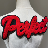 Patchs brodés thermocollants en chenille à motif personnalisé pour vêtements, vente en gros