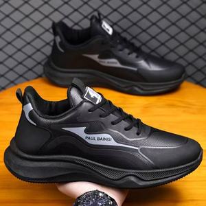 Paul Bainisi Men's Lightweight Breathable Sneakers Black Casual <b>Walking</b> Shoes Low <b>Top</b> Sport Style - Product Image 1