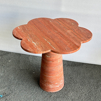 Table console Cammy Stone en travertin rouge, légère, style mid-century modern, pour petits salons et chambres, meubles faits à la main pour la maison