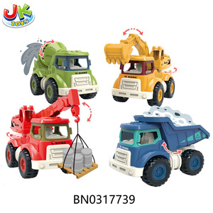 Camion mélangeur à béton en plastique Jacko Toys, camion de chantier à friction rotative, excavatrice, grue, jouet de camion d'ingénierie à friction - Product Image 5