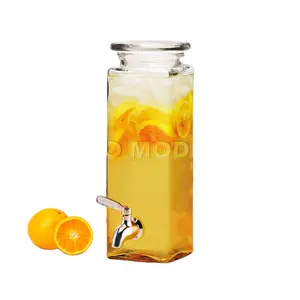 2.3L glass beverage dispenser Stand and Spigot Fun Party Glassware Cold Drink Pitcher