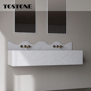 Tocador Doble <span class=keywords><strong>de</strong></span> Ónix Blanco Elegante Tostone, <span class=keywords><strong>Mueble</strong></span> Colgante <span class=keywords><strong>de</strong></span> Pared <span class=keywords><strong>para</strong></span> Baños <span class=keywords><strong>de</strong></span> Hoteles, Apartamentos y Villas, Decoración <span class=keywords><strong>de</strong></span> Interiores - Product Image 2
