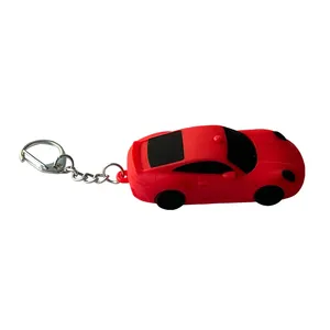 Porte-clés LED en plastique personnalisé en forme de voiture rouge Mini porte-clés porte-monnaie
