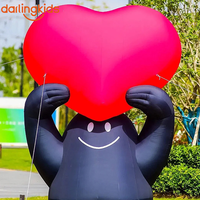 Ours rose gonflable géant avec cœur, ballon de personnage de dessin animé mignon pour la Saint-Valentin, les présentoirs de centres commerciaux et les activités de marque