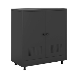 UCHANCE Armoire de rangement à 2 portes en métal noir avec étagère réglable, armoire de classement en acier pour la maison, le bureau ou le salon - Product Image 1