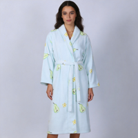 Peignoir en Coton 100% à Poils Coupés, Imprimé Fruits, Doux et Absorbant, Unisexe, pour la Maison et le Spa, Impression Personnalisée OEM ODM, Vente en Gros