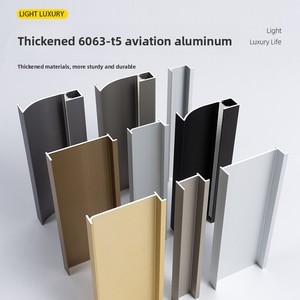 Plinthe en alliage d'aluminium incrustée, 2 cm/4 cm, avec placage bois encastré, <span class=keywords><strong>lambris</strong></span> dissimulé, finition d'angle cachée, style américain - Product Image 2
