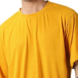 Camiseta de Algodón para Hombre, Cuello Redondo, Manga Corta, Color Amarillo Mostaza, Corte Regular, Estilo Casual, Tejido Jersey - Product Image 4