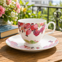 Ensemble tasse et soucoupe pour le thé de l'après-midi, design personnalisé écologique, en porcelaine fine, pour la maison