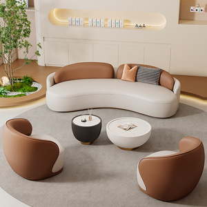Sofá Cama Reclinable de Cuero Casual Personalizado, Relleno de Esponja, Diseño Nórdico Ecológico, Sofá Modular para Oficina, Apartamento, Sala de Estar - Product Image 2