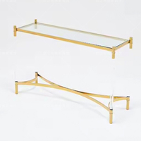 Mobilier de maison moderne cadre en acier inoxydable verre trempé coin de bureau entrée latérale hôtel couloir table console en acrylique