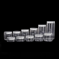 Pot en plastique transparent PET modèle 47 avec couvercle à vis pour crèmes et onguents cosmétiques