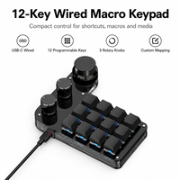 SIKAI 12 键 3 旋钮可编程宏键盘 USB-C 有线 RGB 迷你机械键盘快捷键键盘，用于编辑、办公、游戏