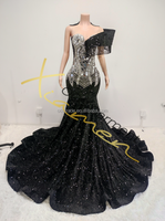 Robe de bal asymétrique Ocstrade 2025, élégante, avec paillettes brillantes, strass et franges, pour soirée et bal de promo