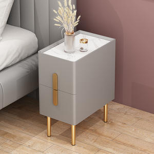 Ultra-Narrow Modern Minimalist Living Room Solid Wood Bedside Table Cabinet 2 <strong>Drawers</strong> Adjustable Light Luxury Slate <strong>Mini</strong> Storage - Product Image 1