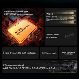Station de travail graphique P8 Tower Threadripper Pro 9945wx 4.7ghz/32g/512g/1000w pour le rendu/édition/développement de jeux/IA/santé - Product Image 6