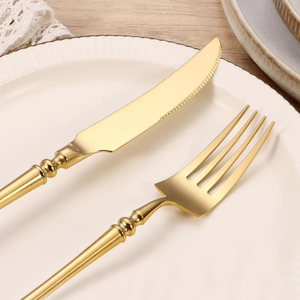 <span class=keywords><strong>Set</strong></span> di <span class=keywords><strong>Posate</strong></span> da Tavola in Acciaio Inossidabile 18/8 Dorato di Alta Qualità per Matrimoni e Hotel - Collezione All'ingrosso - Product Image 5