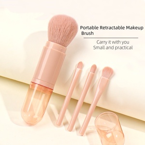Pinceau de maquillage portable 4-en-1 anti-poussière, design télescopique en plastique pour application de poudre libre, blush, fard à paupières et rouge à lèvres - Product Image 3