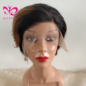 Perruques Lace Front Courtes Bob Ondulées en <span class=keywords><strong>Cheveux</strong></span> Humains Vierge Remy, Style Personnalisé <span class=keywords><strong>pour</strong></span> <span class=keywords><strong>Coupe</strong></span> T1B/27, Couleur Unique Plus Foncée - Product Image 2