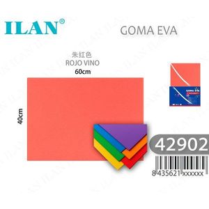 Foglio di Schiuma EVA Ilan 60x40cm Colore Rosso Vino Materiale per Artigianato - Product Image 1
