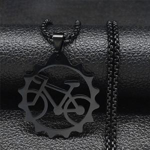 Collar con colgante de acero inoxidable para bicicleta para hombres y mujeres, cadena de neumático para ciclismo, Gargantilla, joyería para el cuello - Product Image 1