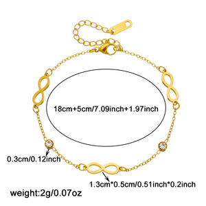 <b>Infinity</b> Symbol Gold Plated Stainless Steel <b>Bracelet</b> With Diamond Bezel Setting For Gift - Product Image 4