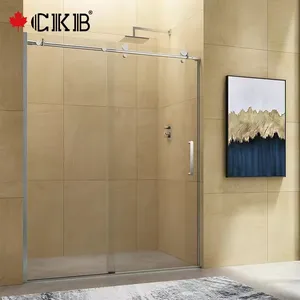 Kustom Pabrik kamar mandi kaca antigores Shower partisi Hotel tanpa bingkai Pancuran geser tunggal penutup